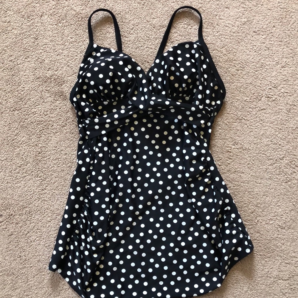 Polka Dot Maternity Tankini Swim Top